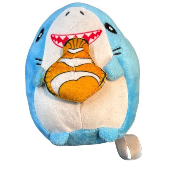 Peek-A-Boo Blue Orange Shark Plush Holding Clown Fish Stuffed Animal Toys - Picture 3 of 8